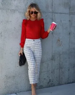 WHIT-001 Camille Tweed Pocketed Pants - Ivory - FINAL SALE