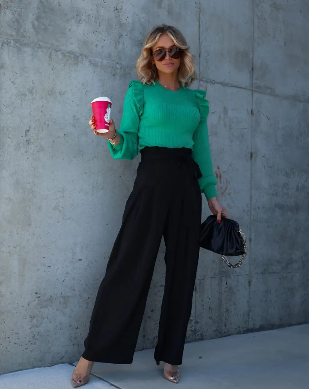 ON T-001 Cassandra High Waisted Front Tie Pants - Black - FINAL SALE 1 ON T-001 Cassandra High Waisted Front Tie Pants - Black - FINAL SALE