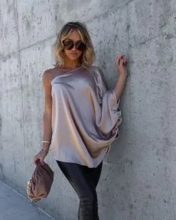 Citizen Of The World Satin One Shoulder Top - Champagne - FINAL SALE -clothes Sales Facetune 17 11 2022 21 16 15