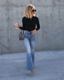 WISH-001 Destinee Long Sleeve Bodysuit - Black - FINAL SALE