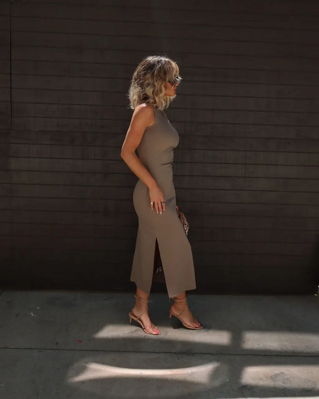 Rumor Has It Side Cutout Maxi Dress - Taupe 4 Rumor Has It Side Cutout Maxi Dress - Taupe - Image 4