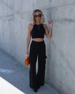 Mission Possible Cargo Wide Leg Pants - Black - FINAL SALE