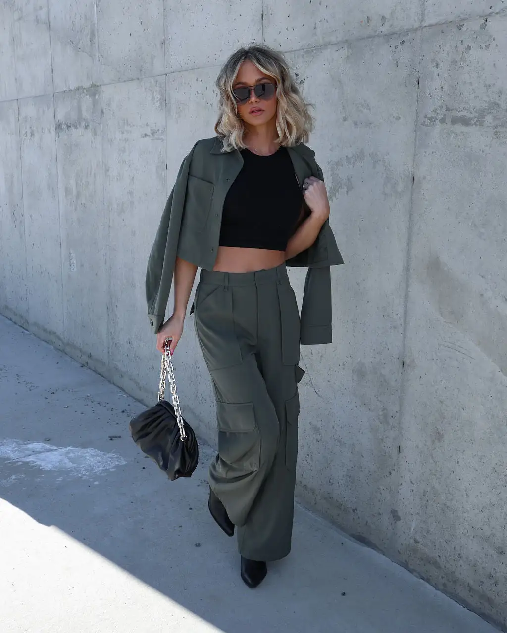 AAA-001 Mission Possible Cargo Wide Leg Pants - Olive - FINAL SALE 5 AAA-001 Mission Possible Cargo Wide Leg Pants - Olive - FINAL SALE - Image 5