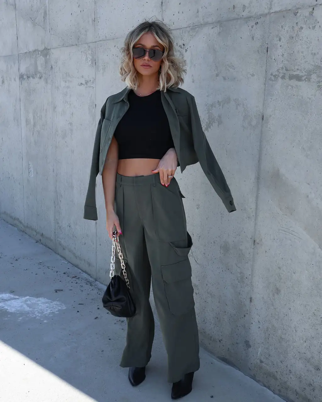 AAA-001 Mission Possible Cargo Wide Leg Pants - Olive - FINAL SALE 1 AAA-001 Mission Possible Cargo Wide Leg Pants - Olive - FINAL SALE