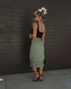 MAY -001 Ava Nylon Ruched Midi Skirt - Dusty Olive 9 MAY -001 Ava Nylon Ruched Midi Skirt - Dusty Olive -clothes Sales Facetune 23 03 2023 19 16 04