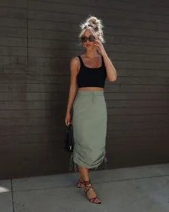 MAY -001 Ava Nylon Ruched Midi Skirt - Dusty Olive 8 MAY -001 Ava Nylon Ruched Midi Skirt - Dusty Olive -clothes Sales Facetune 23 03 2023 19 16 21