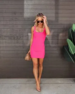 Take A Glance Knit Ribbed Mini Dress - Hot Pink -clothes Sales Facetune 23 03 2023 20 37 06