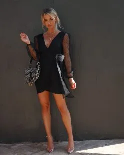 Holiday Gatherings Organza Front Tie Mini Dress - Black - FINAL SALE -clothes Sales Facetune 26 10 2022 21 14 17