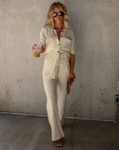 THRE-001 Cozy Corner Knit Straight Leg Pants - FINAL SALE