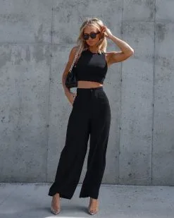 SHE -001 Everyone Present Here Pocketed Trousers - Black - FINAL SALE