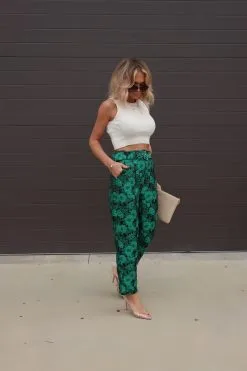 SALT-001 Karol Floral Pocketed Belted Pants - Green - FINAL SALE -clothes Sales Facetune 30 10 2022 21 47 02