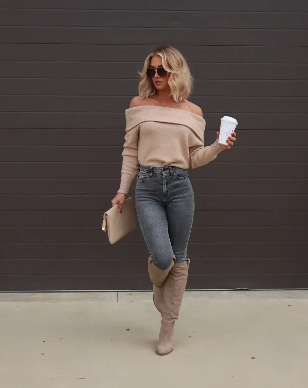 Warm Cozy Nights Off The Shoulder Knit Pullover Sweater - Camel - FINAL SALE 1 Warm Cozy Nights Off The Shoulder Knit Pullover Sweater - Camel - FINAL SALE