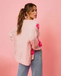 Fallen Daisy Oversized Knit Cardigan - Pink - SALE -clothes Sales FallenDaisyOversizedKnitCardigan Pink 5