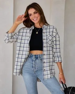 Farmers Market Lightweight Plaid Top - Off White - FINAL SALE