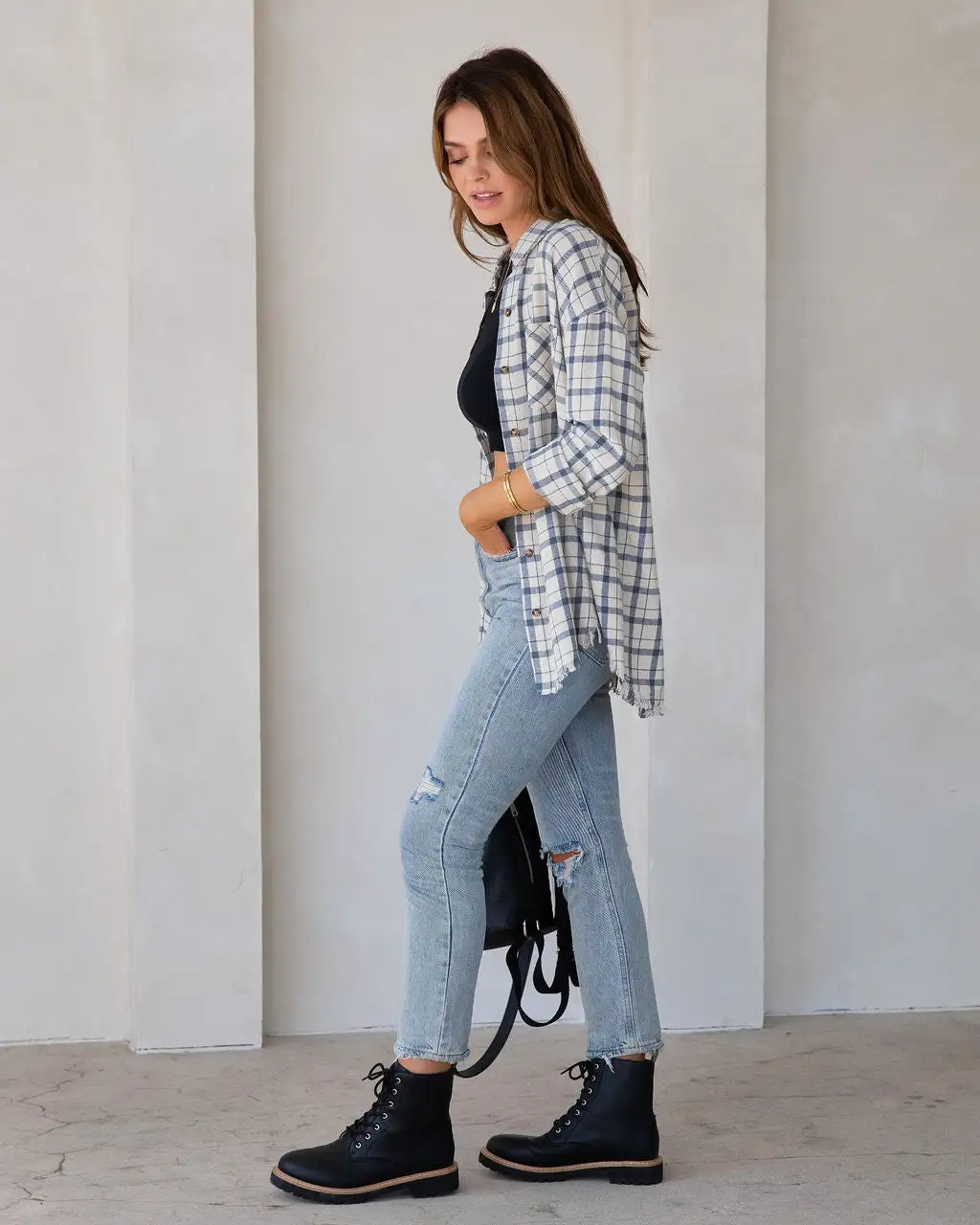 Farmers Market Lightweight Plaid Top - Off White - FINAL SALE 8 Farmers Market Lightweight Plaid Top - Off White - FINAL SALE - Image 8