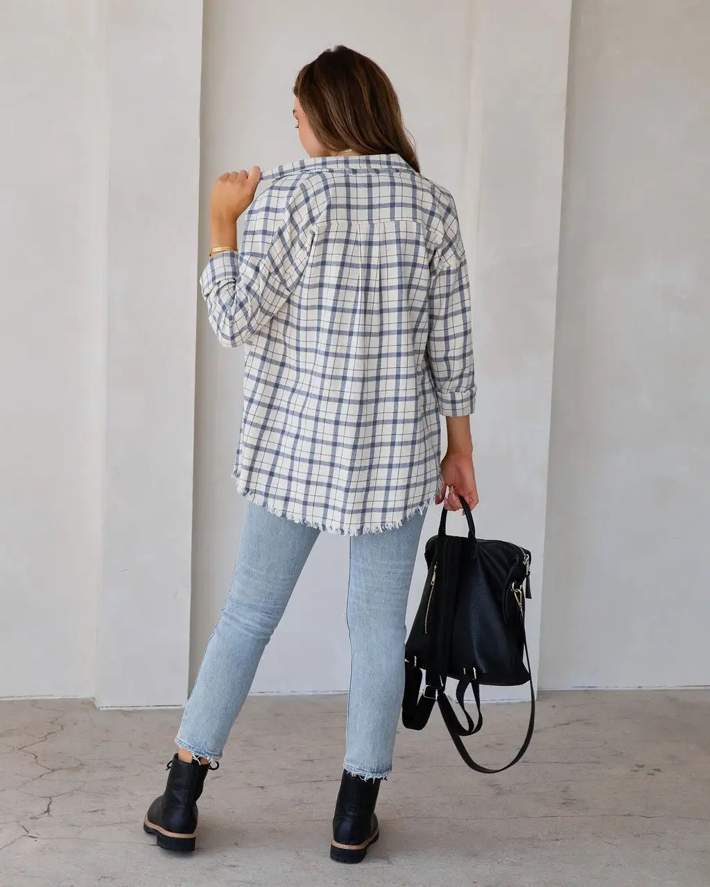 Farmers Market Lightweight Plaid Top - Off White - FINAL SALE 2 Farmers Market Lightweight Plaid Top - Off White - FINAL SALE - Image 2