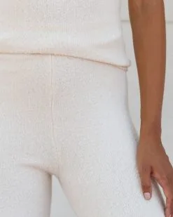 LUMI-001 Fashionably Casual Knit High Rise Straight Pants - Cream - FINAL SALE -clothes Sales FashionablyCasualKnitCream125