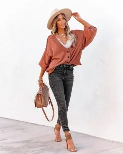 POL-001 Favor Cotton Button Front Cardigan - Clay - LAST CHANCE 10 POL-001 Favor Cotton Button Front Cardigan - Clay - LAST CHANCE -clothes Sales Favorcottonbuttonfrontcardigan clay 8