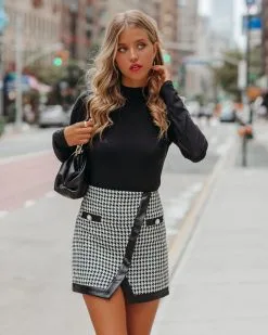 SALT-001 Fifth Avenue Houndstooth Mini Skirt - FINAL SALE -clothes Sales FifthAvenueHoundstoothMiniSkirt265