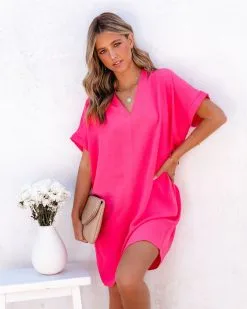 Finesse Shift Dress - Hot Pink - SALE -clothes Sales FinesseShiftDressHotPink85