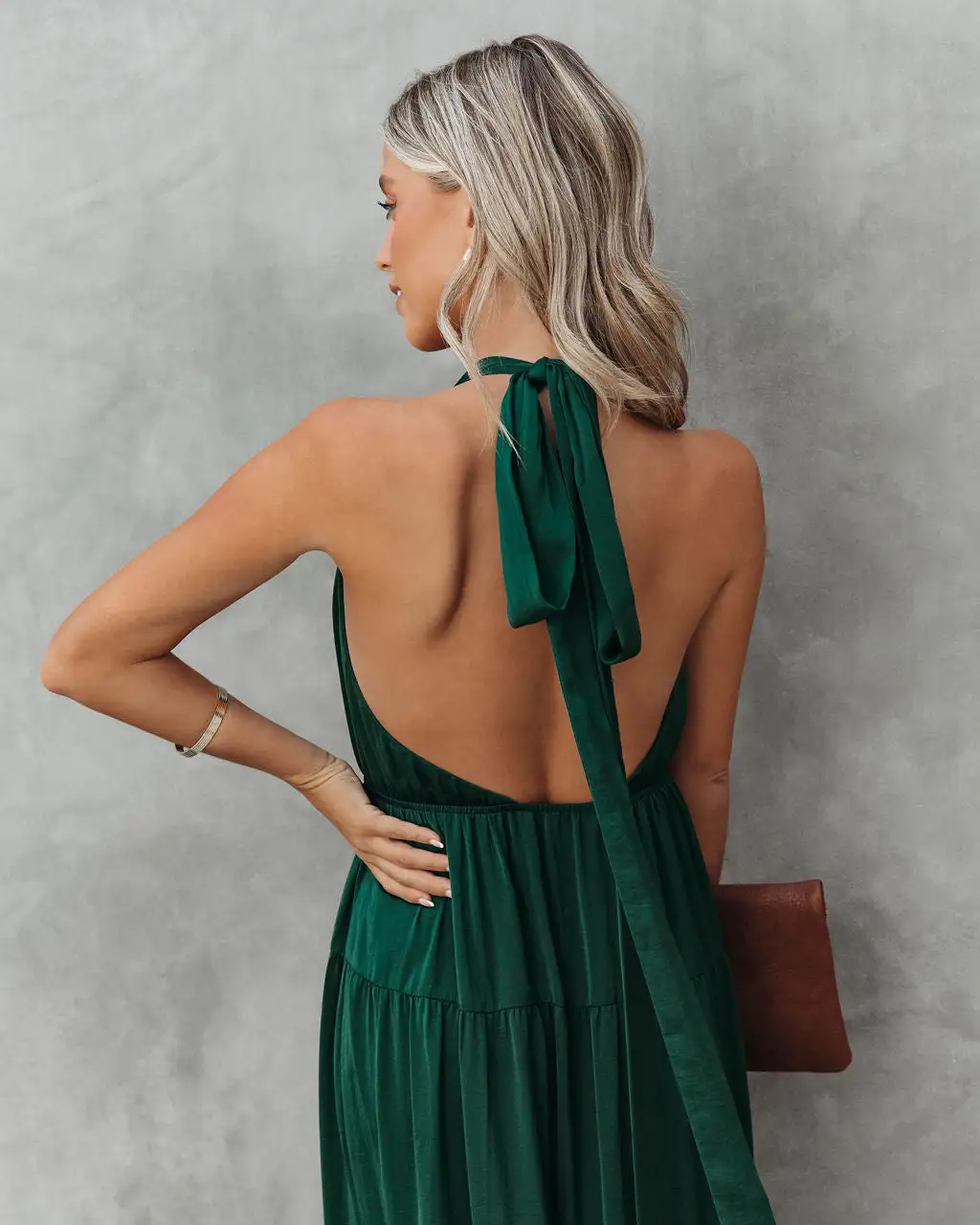 AAKA-001 Forever Begins Today Satin Maxi Dress - Emerald Green - FINAL SALE 4 AAKA-001 Forever Begins Today Satin Maxi Dress - Emerald Green - FINAL SALE - Image 4