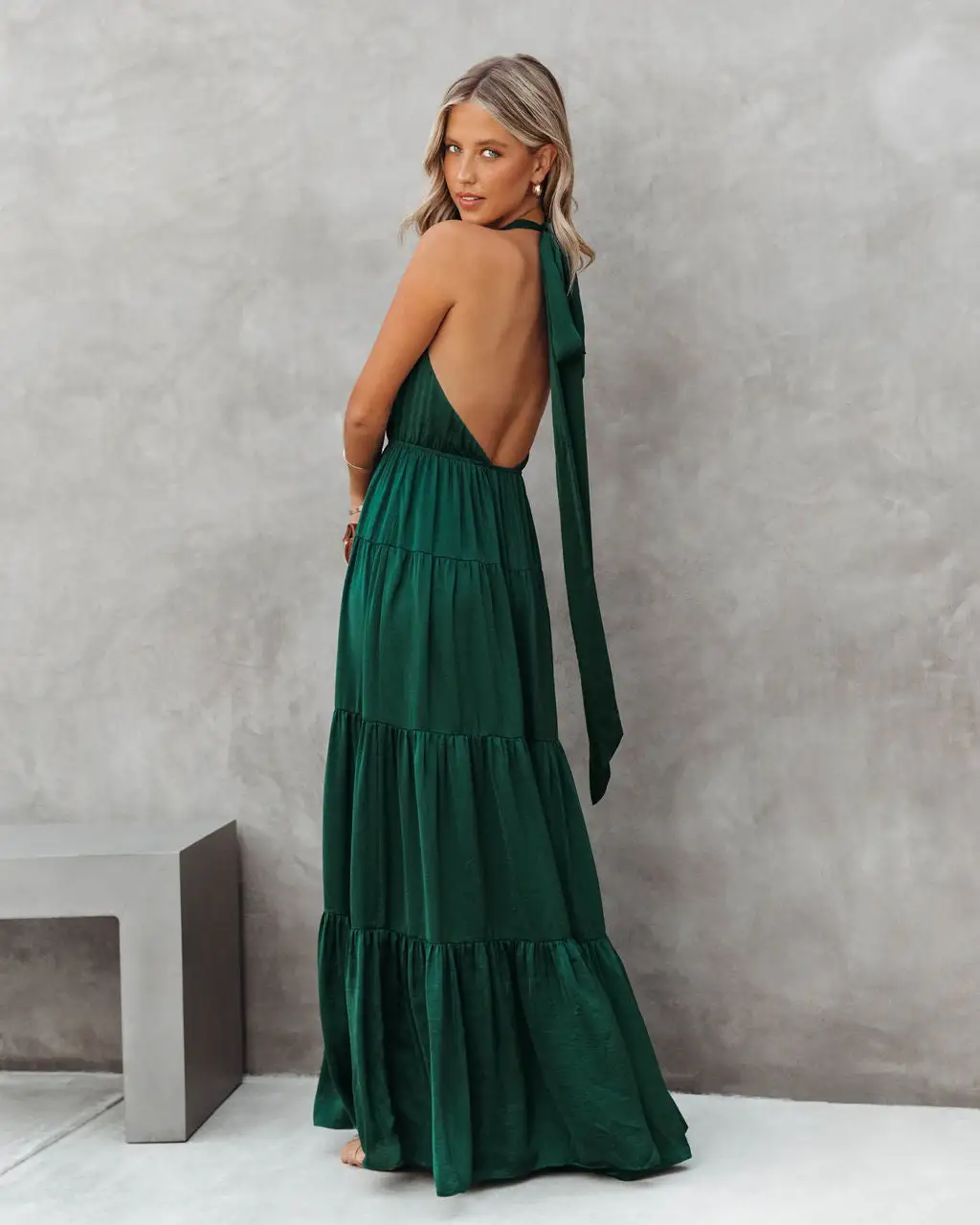 AAKA-001 Forever Begins Today Satin Maxi Dress - Emerald Green - FINAL SALE 8 AAKA-001 Forever Begins Today Satin Maxi Dress - Emerald Green - FINAL SALE - Image 8