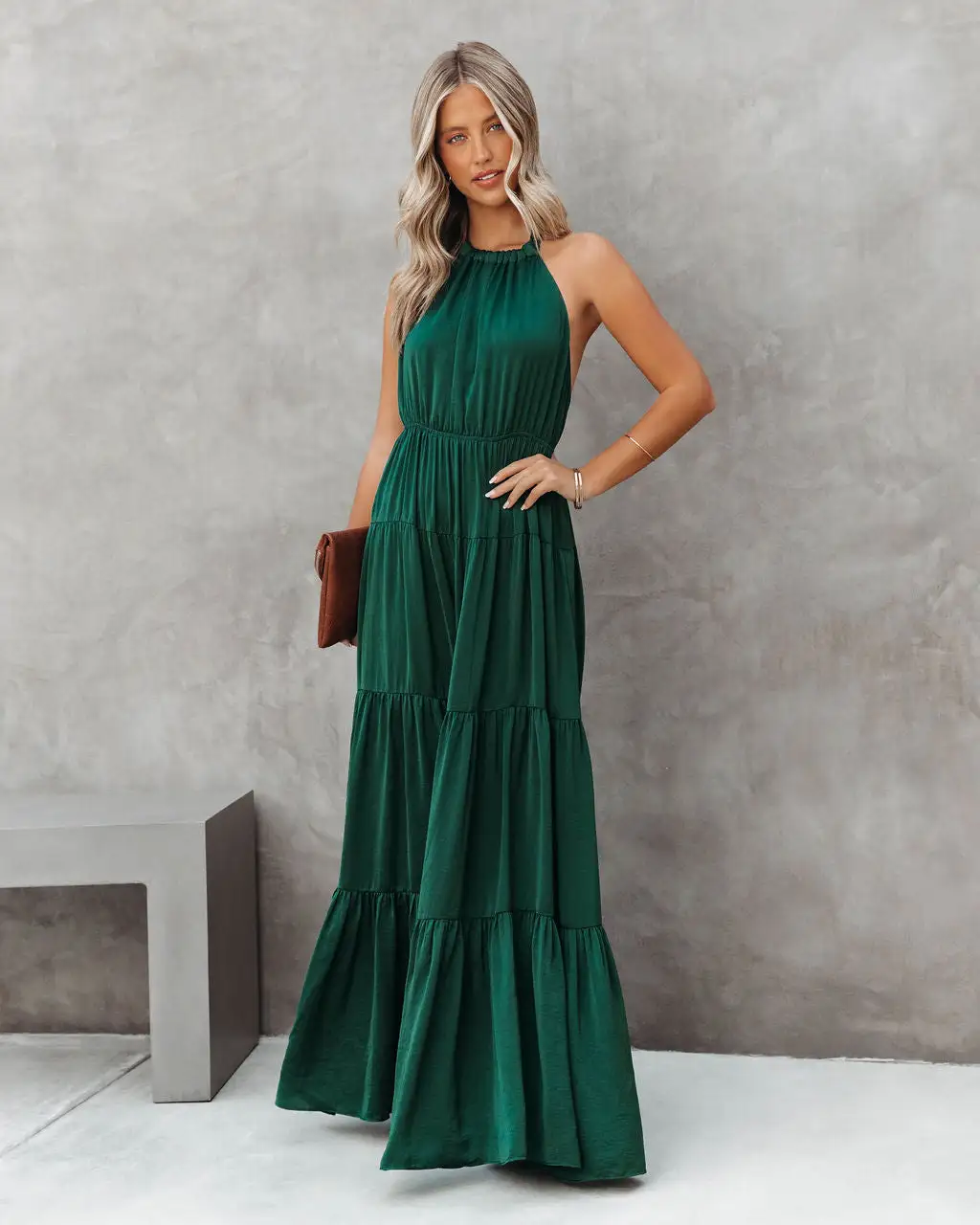 AAKA-001 Forever Begins Today Satin Maxi Dress - Emerald Green - FINAL SALE 1 AAKA-001 Forever Begins Today Satin Maxi Dress - Emerald Green - FINAL SALE