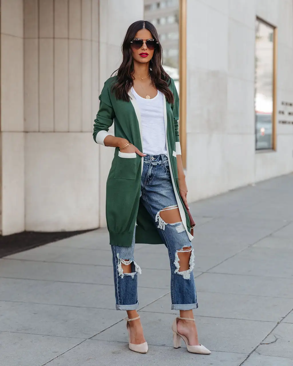 Franklyn Pocketed Knit Cardigan - Hunter Green - LAST CHANCE 1 Franklyn Pocketed Knit Cardigan - Hunter Green - LAST CHANCE