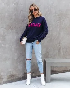 Friday Knit Sweater - Navy - SALE 9 Friday Knit Sweater - Navy - SALE -clothes Sales FridayKnitSweater Navy 1