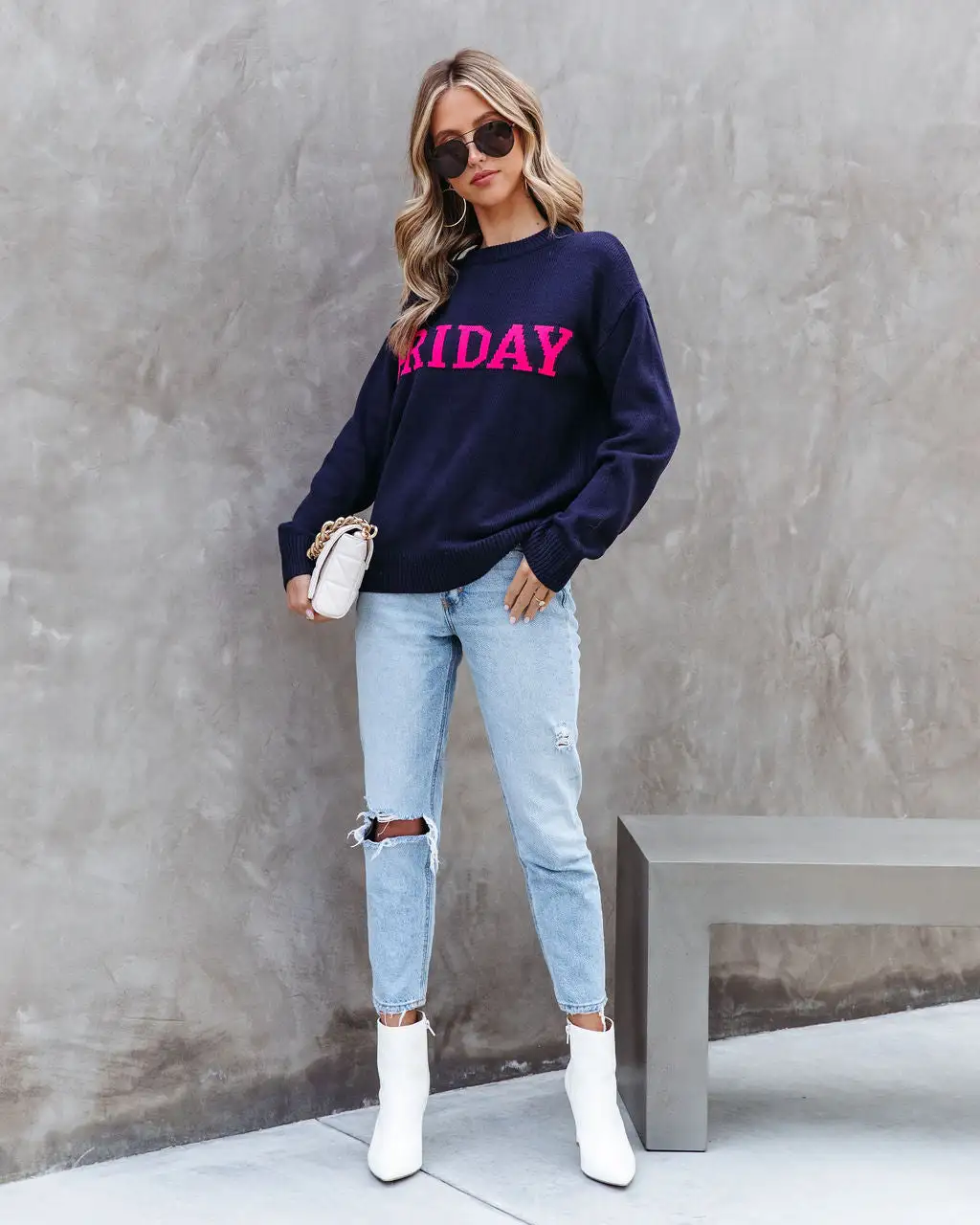 Friday Knit Sweater - Navy - SALE 3 Friday Knit Sweater - Navy - SALE - Image 3