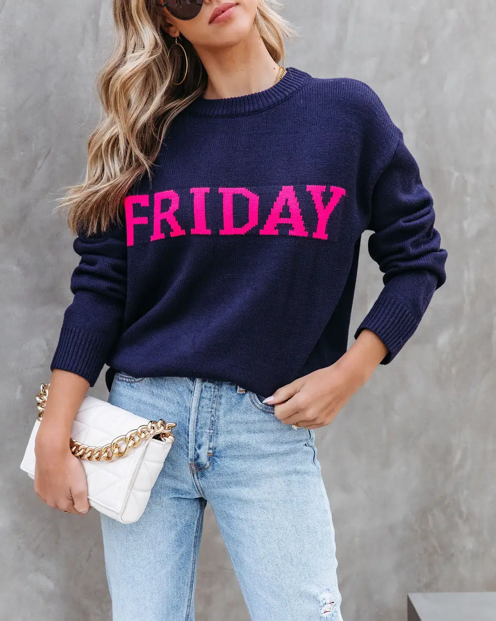 Friday Knit Sweater - Navy - SALE 1 Friday Knit Sweater - Navy - SALE