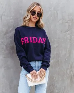 Friday Knit Sweater - Navy - SALE 13 Friday Knit Sweater - Navy - SALE -clothes Sales FridayKnitSweater Navy 61