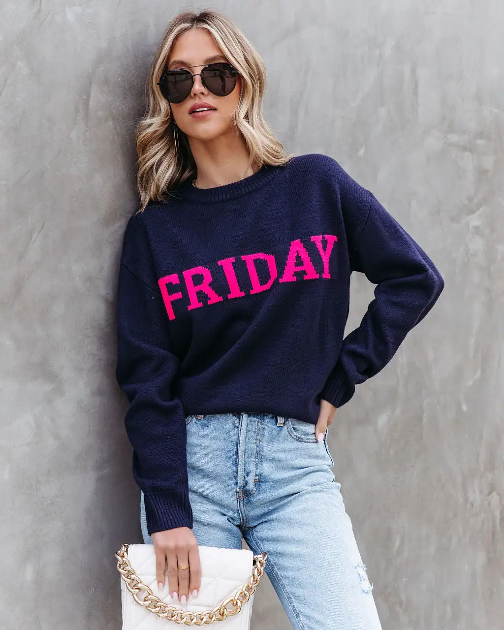 Friday Knit Sweater - Navy - SALE 2 Friday Knit Sweater - Navy - SALE - Image 2