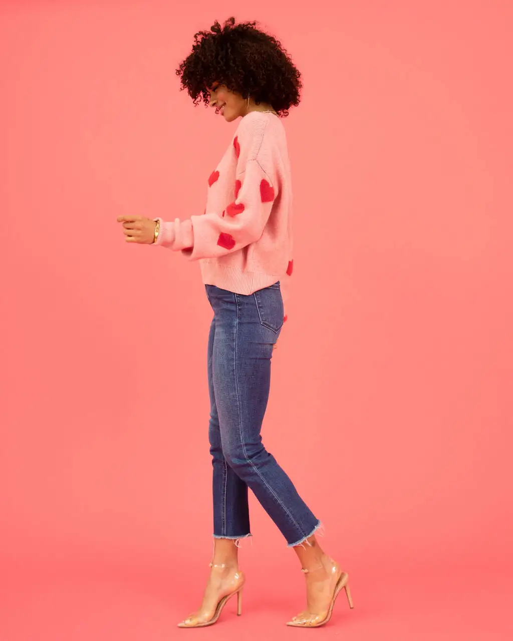 Fuzzy Hearts Knit Sweater - Pink - SALE 5 Fuzzy Hearts Knit Sweater - Pink - SALE - Image 5