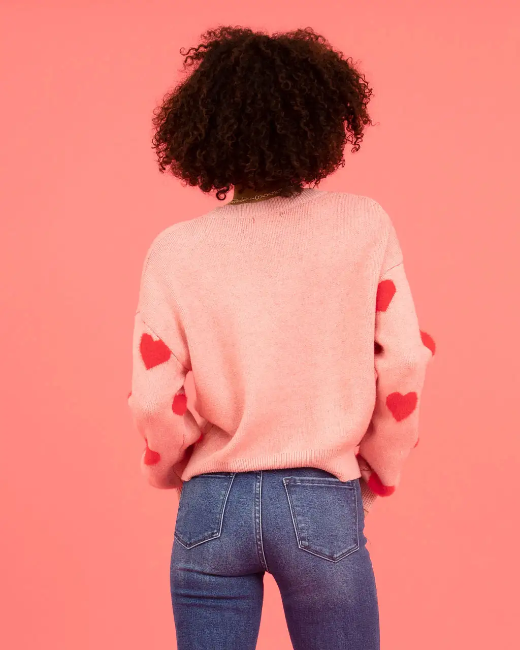 Fuzzy Hearts Knit Sweater - Pink - SALE 4 Fuzzy Hearts Knit Sweater - Pink - SALE - Image 4