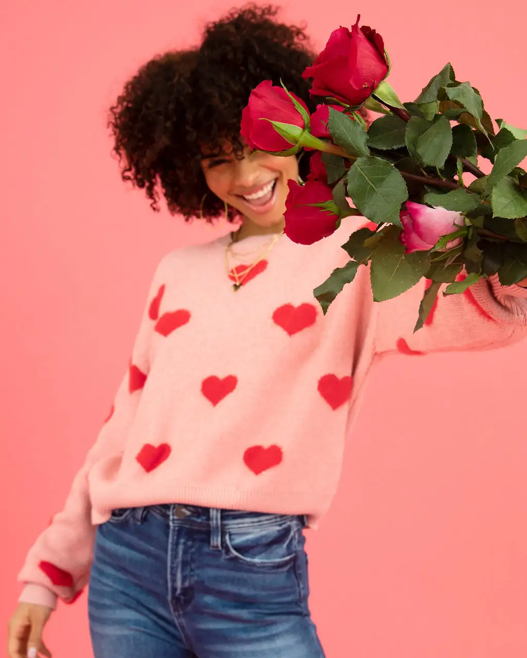 Fuzzy Hearts Knit Sweater - Pink - SALE 6 Fuzzy Hearts Knit Sweater - Pink - SALE - Image 6