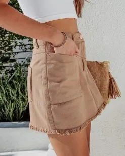 DELU-001 Gabriela Cotton Pocketed Frayed Hem Mini Skirt - Tan - SALE 11 DELU-001 Gabriela Cotton Pocketed Frayed Hem Mini Skirt - Tan - SALE -clothes Sales GabrielaCottonPocketedFrayedHemMiniSkirt Tan 3016