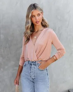 FATE-001 Gave You My All Drape Bodysuit - Tan - FINAL SALE