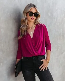 FATE-001 Gave You My All Drape Bodysuit - Wine - FINAL SALE