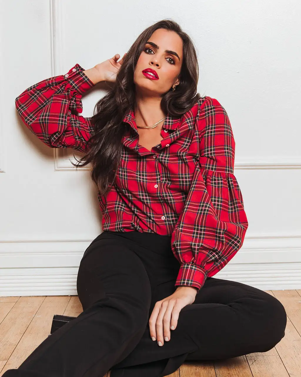 Gift For Me Plaid Puff Sleeve Button Down Top - FINAL SALE 5 Gift For Me Plaid Puff Sleeve Button Down Top - FINAL SALE - Image 5