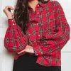 Gift For Me Plaid Puff Sleeve Button Down Top - FINAL SALE