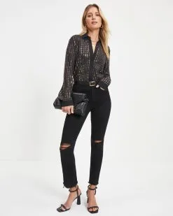 Girl Boss Glam Metallic Button Down Top - FINAL SALE 8 Girl Boss Glam Metallic Button Down Top - FINAL SALE -clothes Sales Girl Boss Glam Metallic Button Down Top 0017