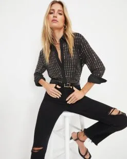Girl Boss Glam Metallic Button Down Top - FINAL SALE