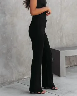 FATE-001 Gisele High Rise Split Hem Pants - Black - FINAL SALE -clothes Sales GiseleHighRiseSpltHemPantsBlack13