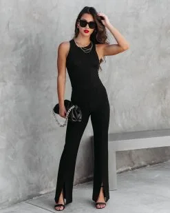 FATE-001 Gisele High Rise Split Hem Pants - Black - FINAL SALE -clothes Sales GiseleHighRiseSpltHemPantsBlack41