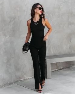 FATE-001 Gisele High Rise Split Hem Pants - Black - FINAL SALE -clothes Sales GiseleHighRiseSpltHemPantsBlack51