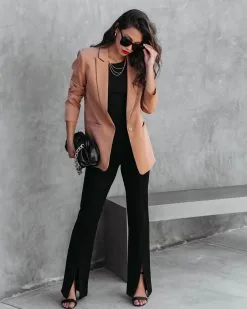 FATE-001 Gisele High Rise Split Hem Pants - Black - FINAL SALE -clothes Sales GiseleHighRiseSpltHemPantsBlack77