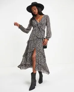 LUSH-001 Giving Thanks Floral Ruffle Maxi Dress - FINAL SALE -clothes Sales Giving Thanks Floral Ruffle Maxi Dress 0039