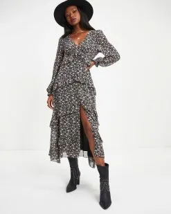 LUSH-001 Giving Thanks Floral Ruffle Maxi Dress - FINAL SALE -clothes Sales Giving Thanks Floral Ruffle Maxi Dress 0058