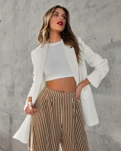 MABL-001 Cynthia Pocketed Blazer - Cream - FINAL SALE